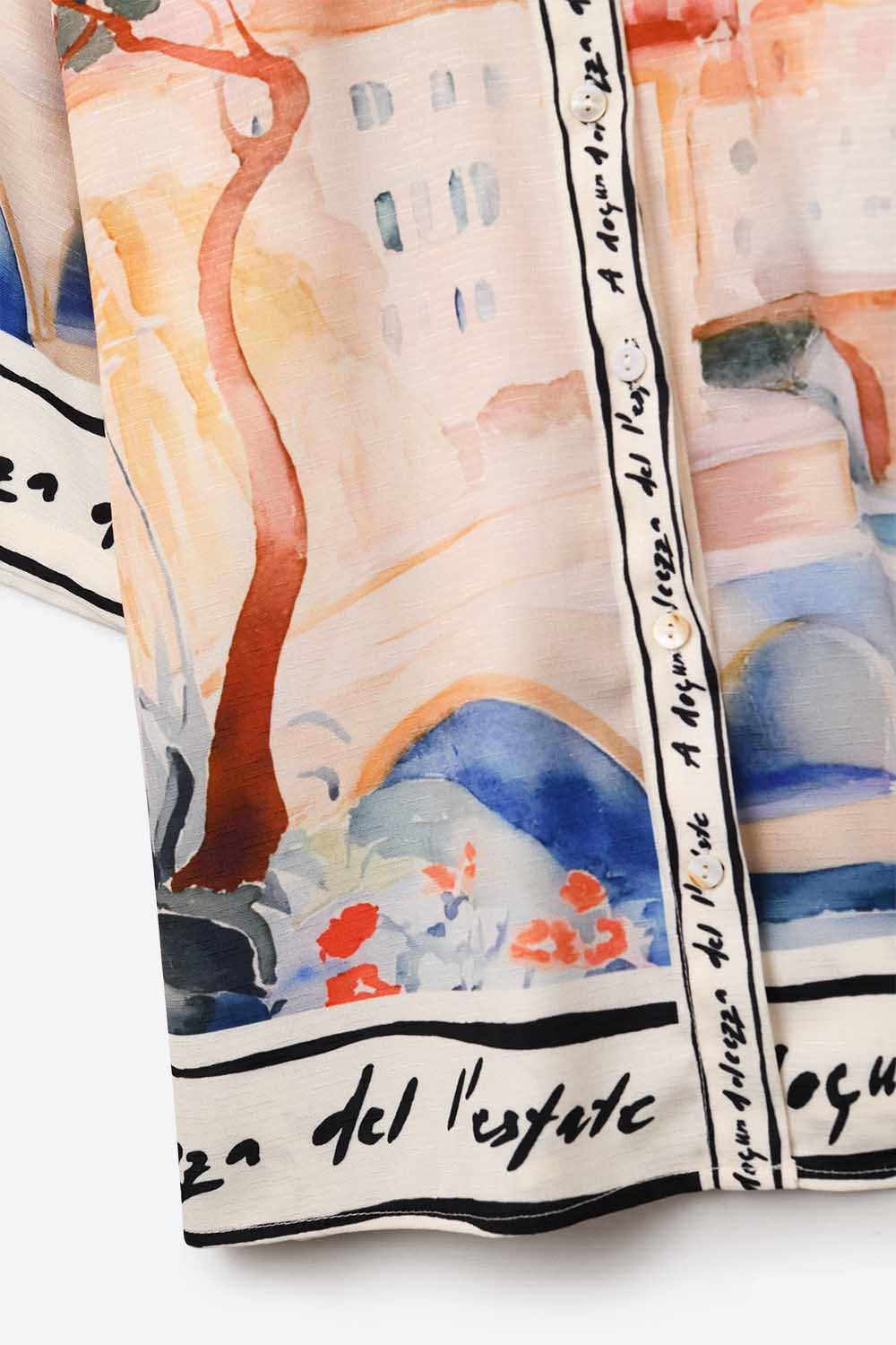 chemise d'été rose imprimée aquarelle