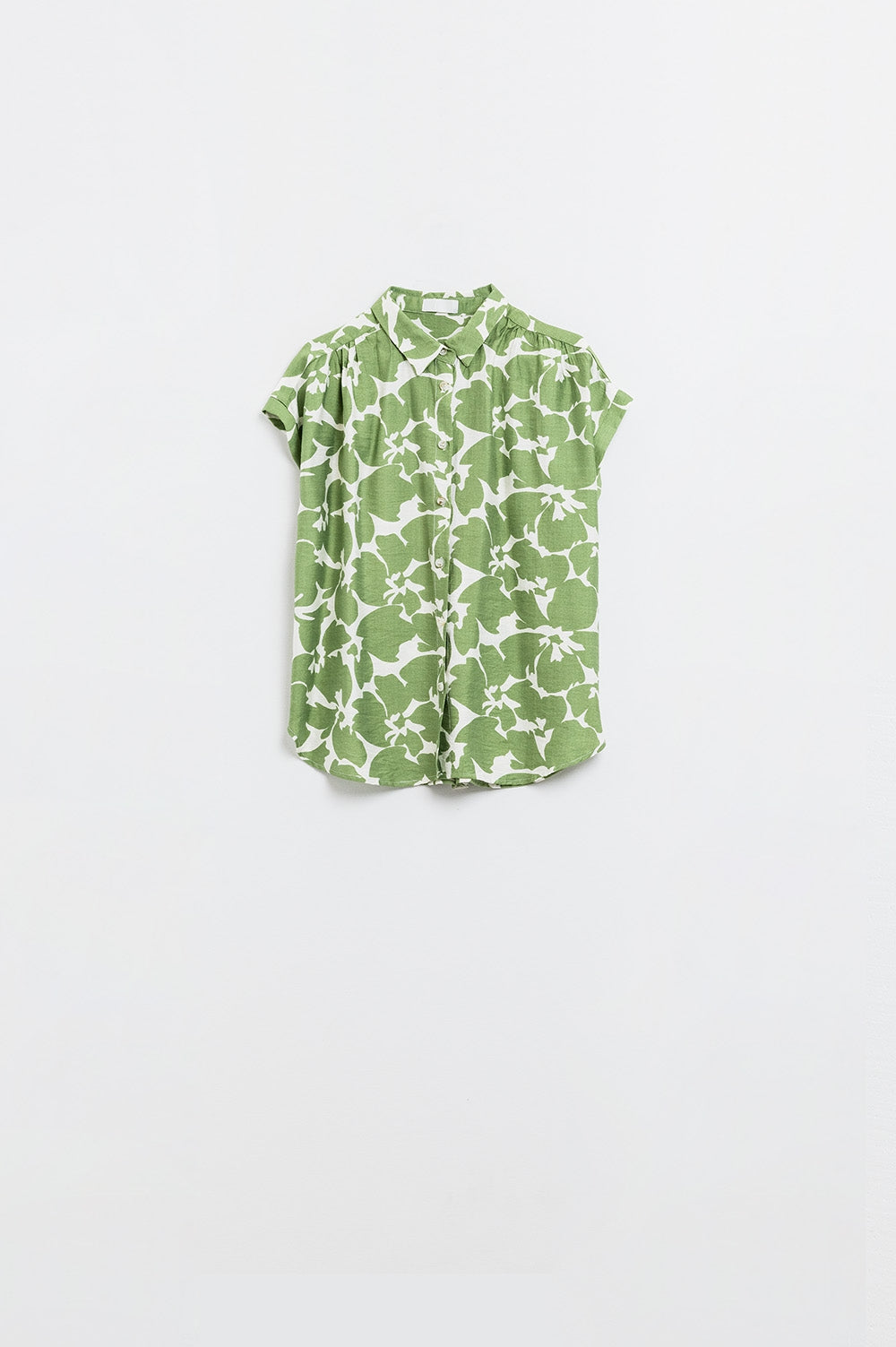 Chemise décontractée à imprimé floral vert