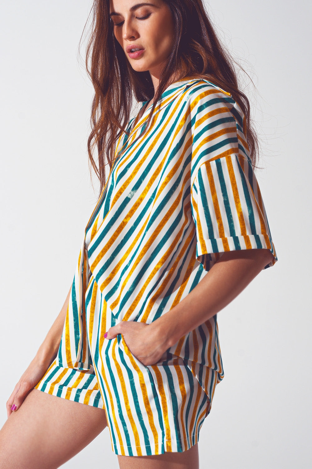 Chemise décontractée à rayures verts