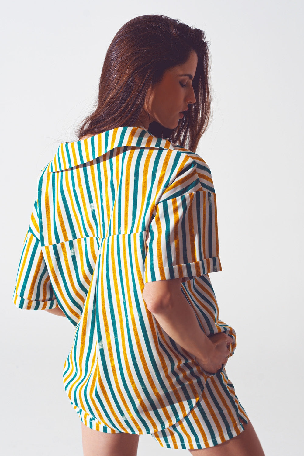 Chemise décontractée à rayures verts