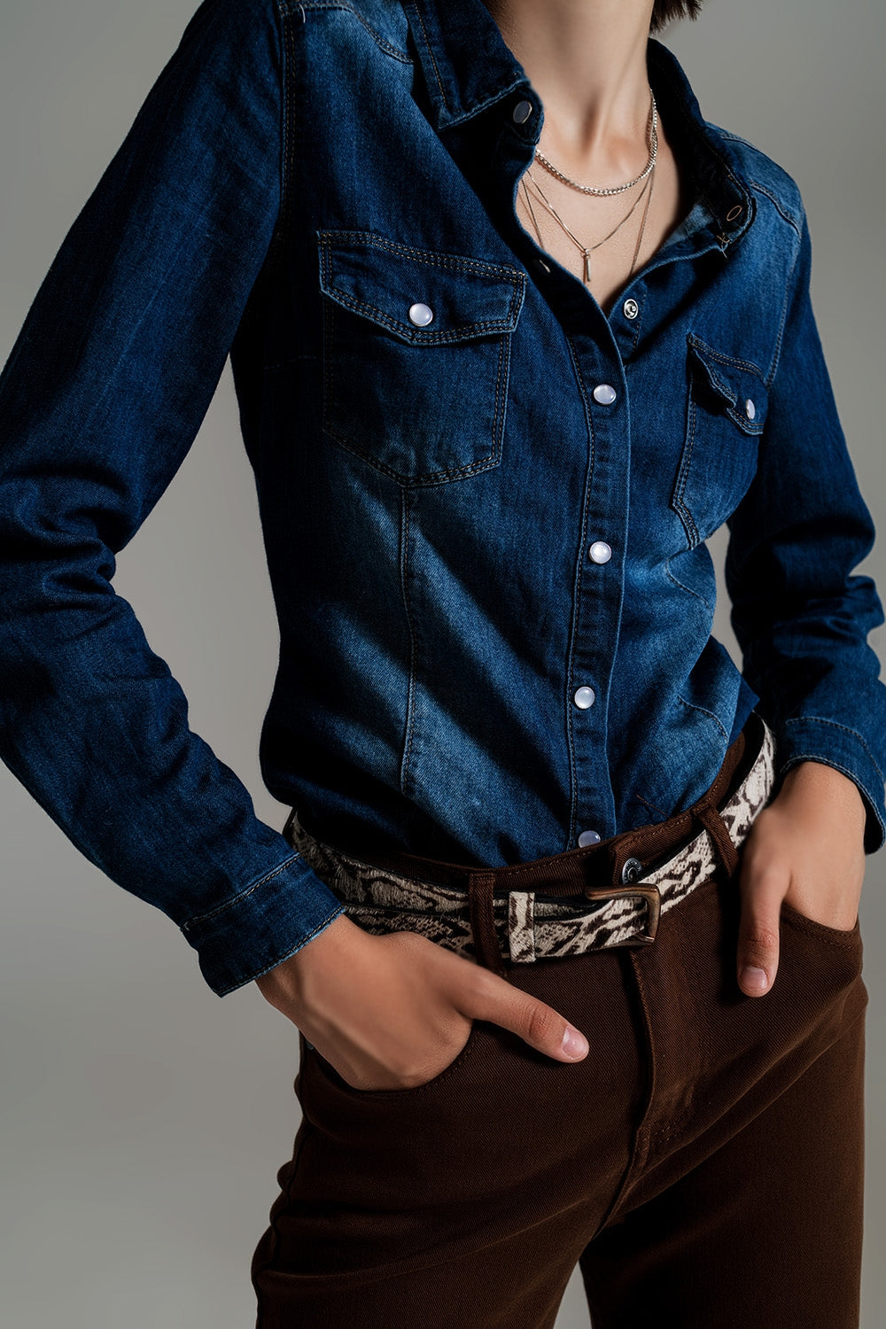 Chemise en jean Bleu délavé moyen