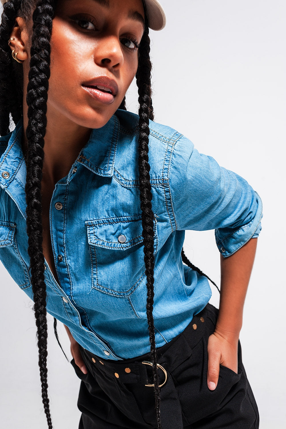 Chemise en jean Bleu moyen