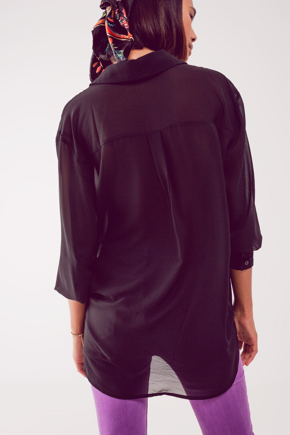 Chemise en mousseline transparente noire