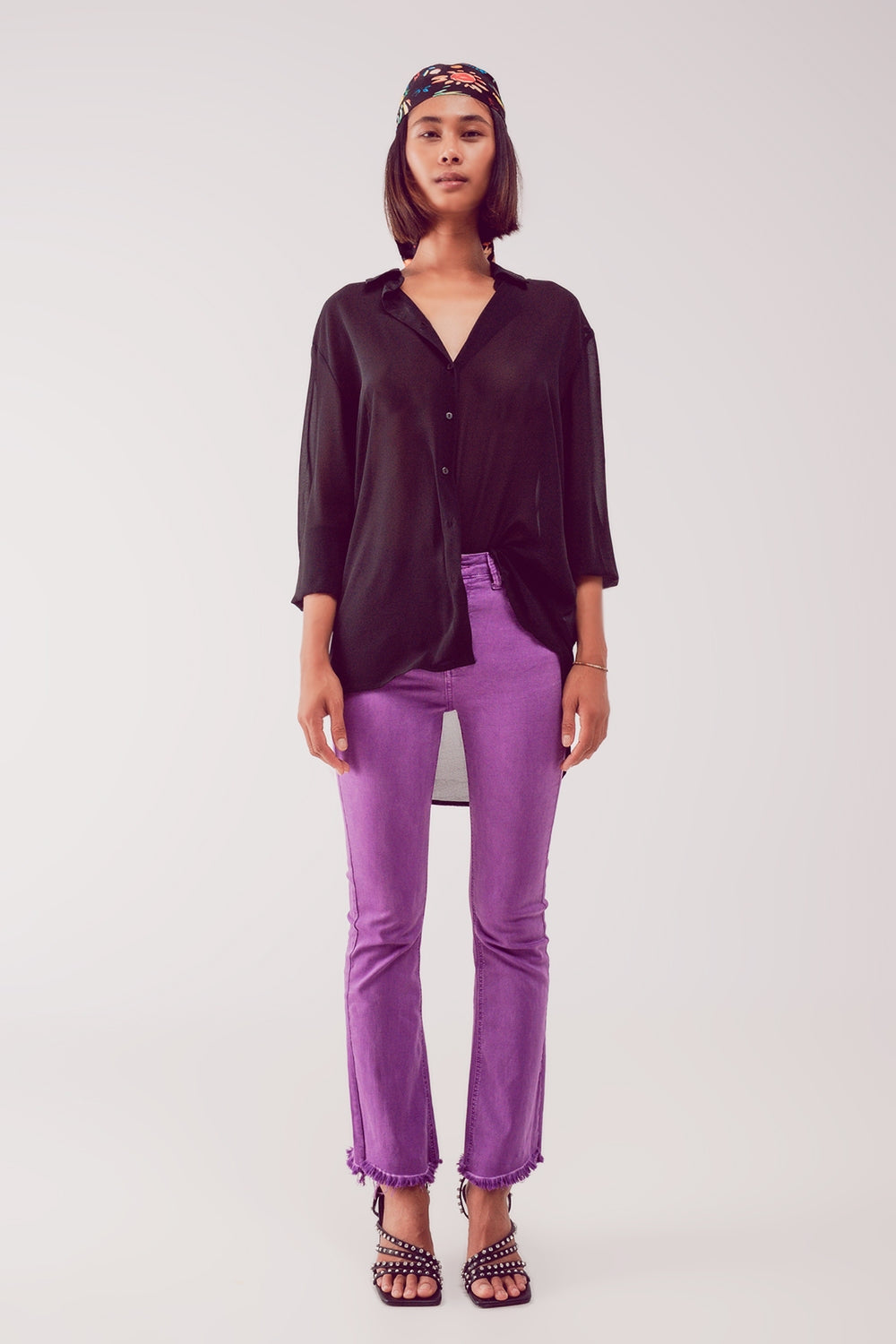 Chemise en mousseline transparente noire