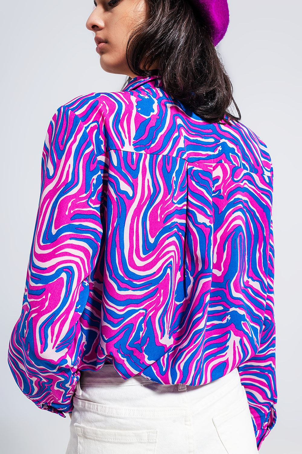 Chemise fluide à imprimé abstrait violet