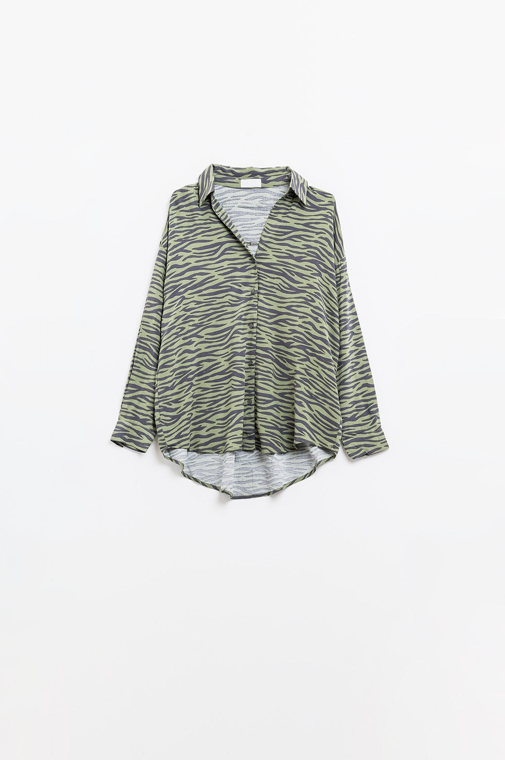 Chemise imprimée zébrée en vert