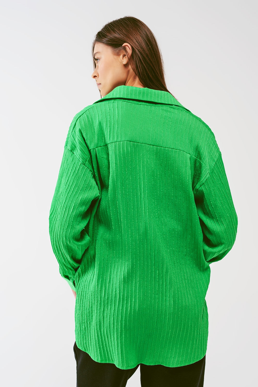 Chemise large à rayures en vert