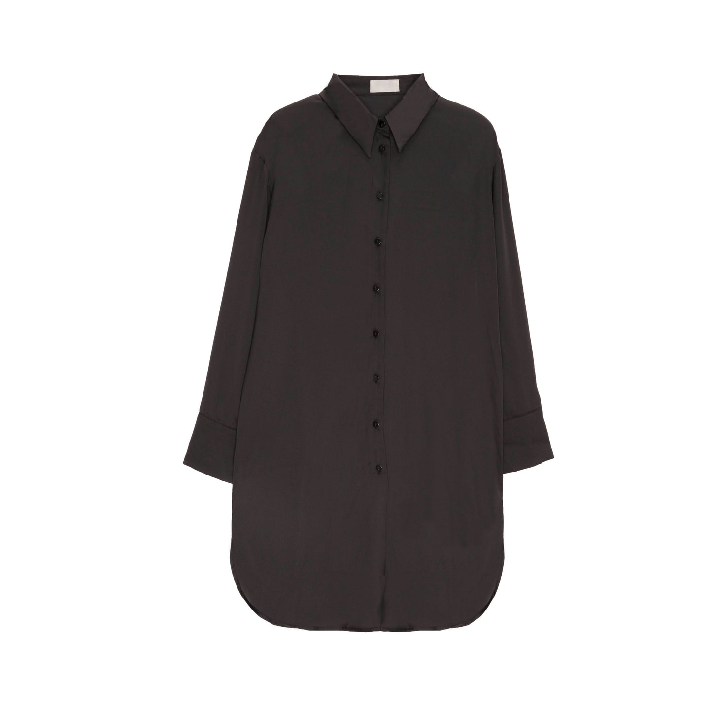 Chemise manches longues boutonnée devant en satin noire