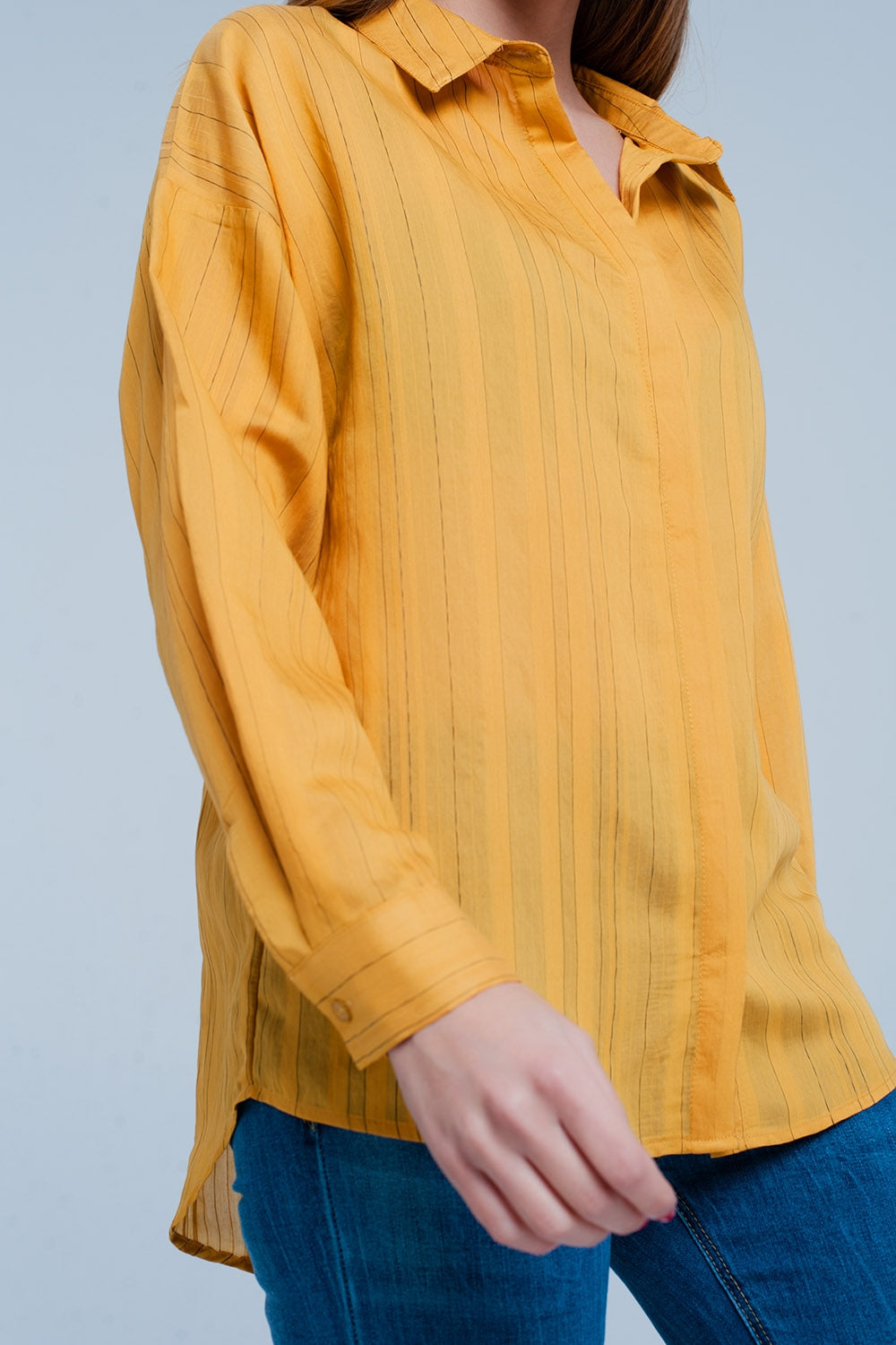 Chemise mustard oversize à rayures