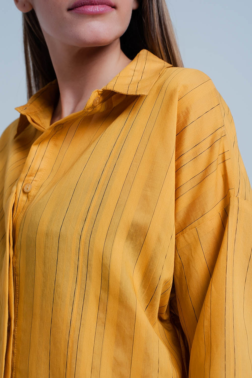 Chemise mustard oversize à rayures
