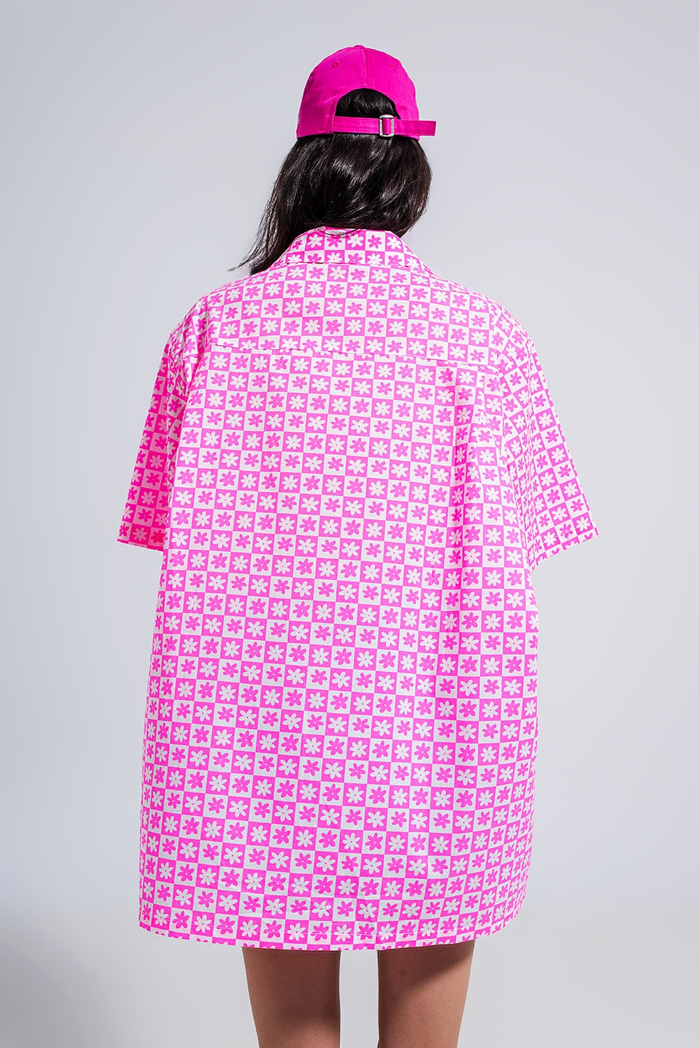 Chemise oversize à manches courtes Rose éclatant