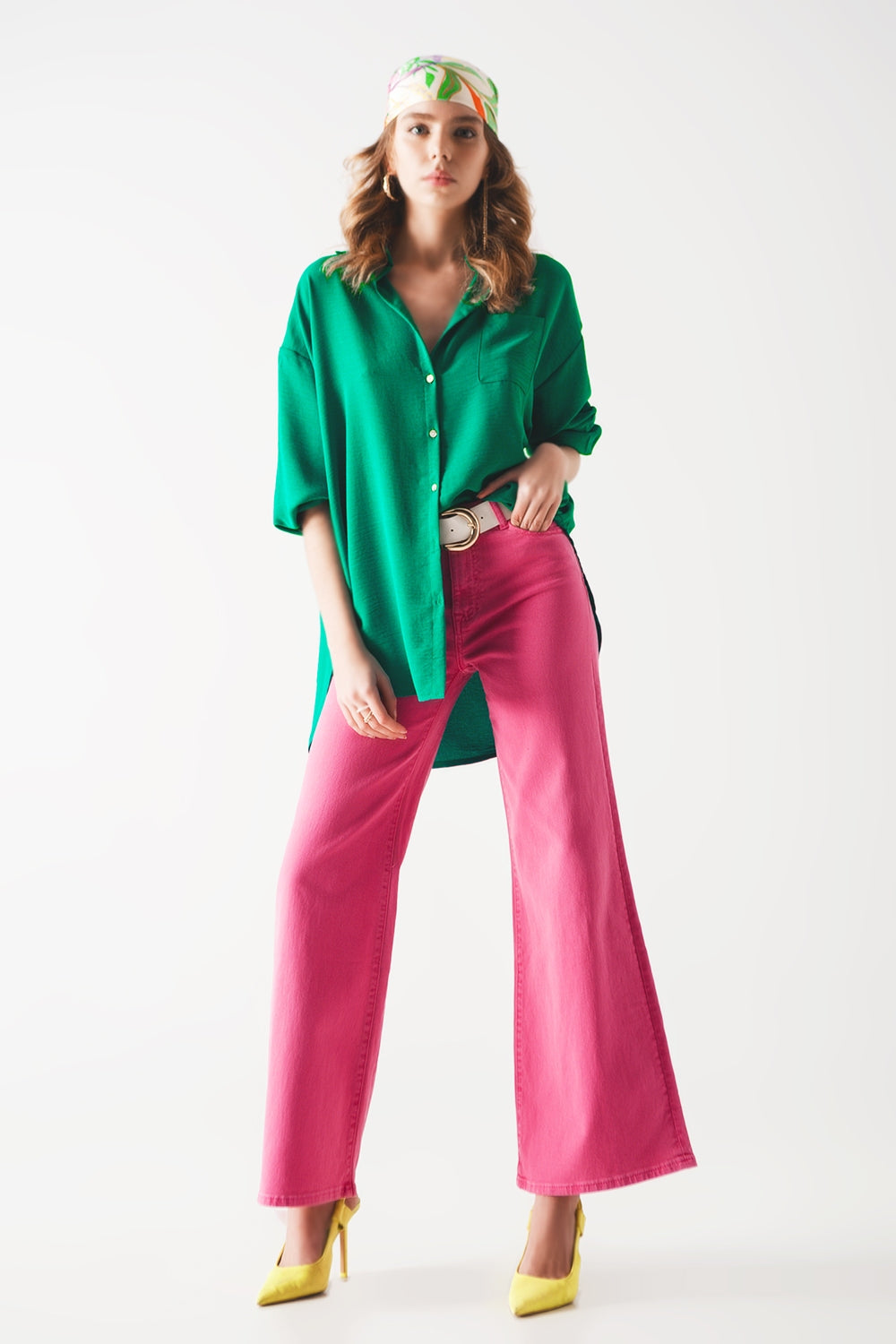 Chemise oversize à poche en vert