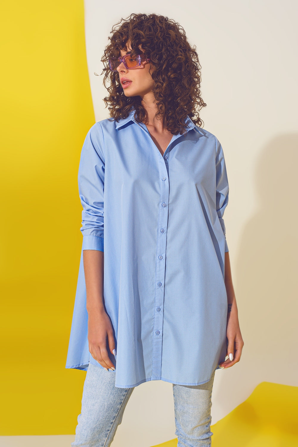 Chemise oversize bleu clair