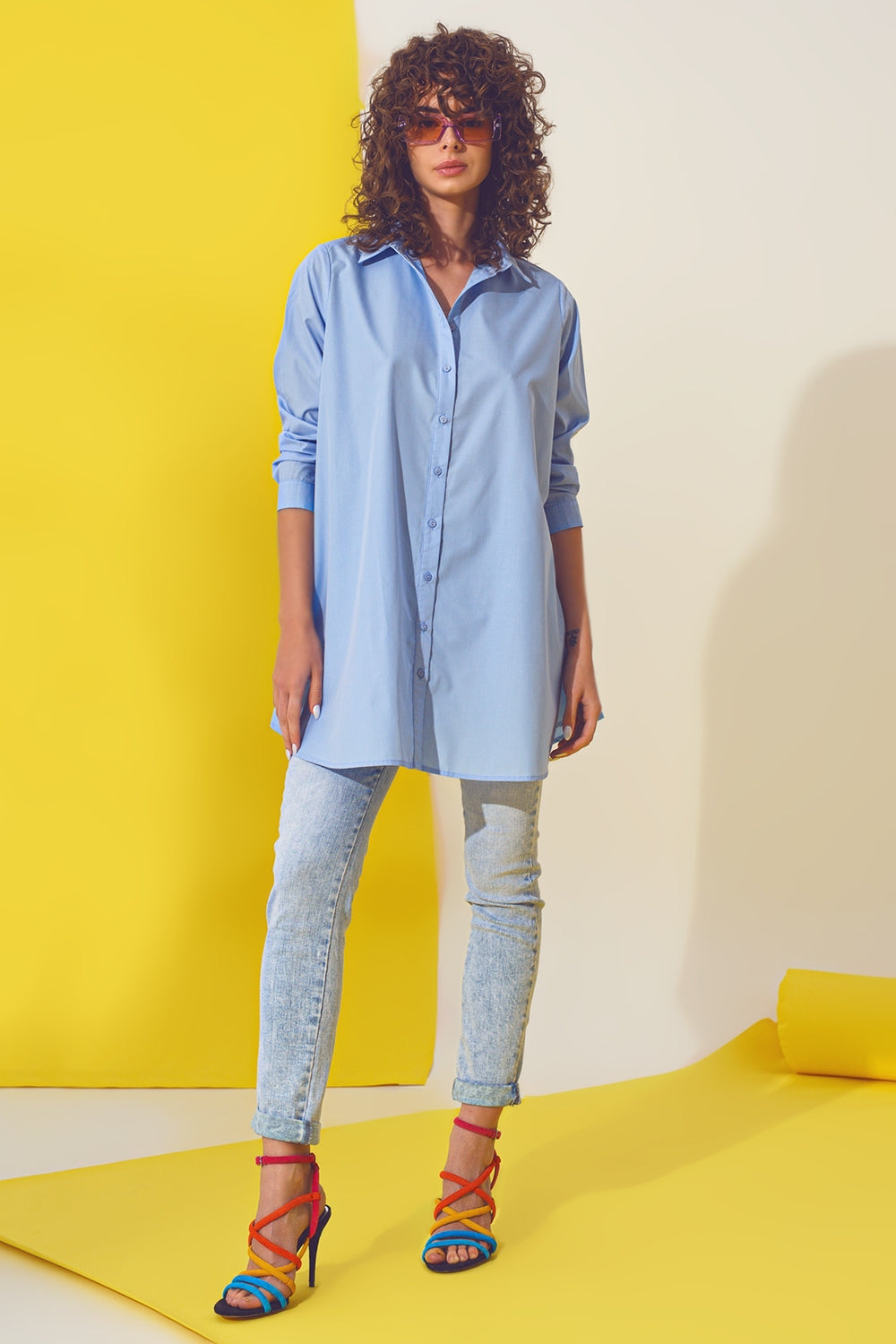 Chemise oversize bleu clair