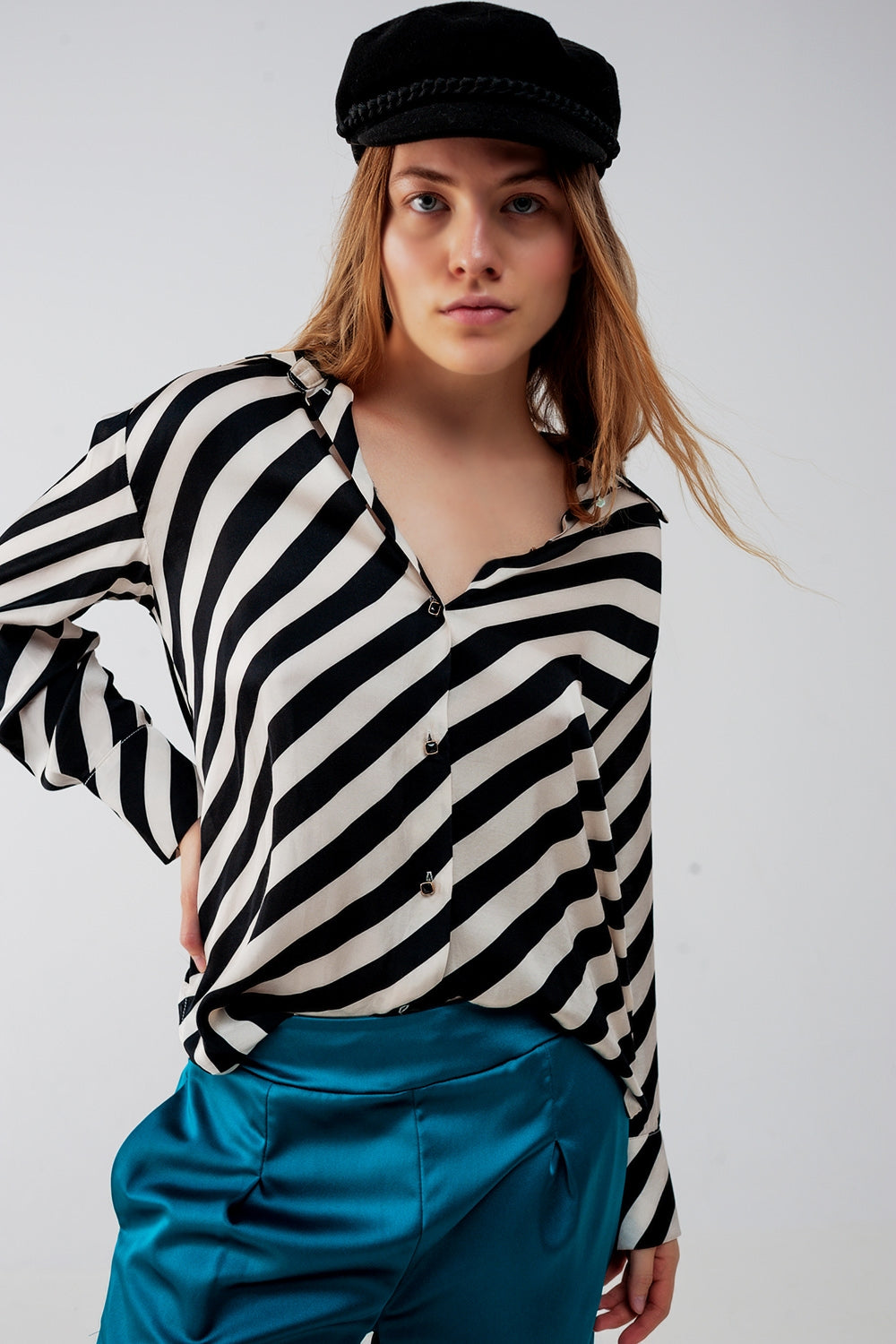 Chemise oversize boutonnée à rayures
