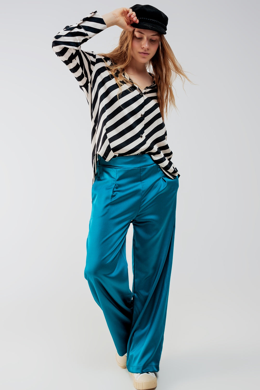 Chemise oversize boutonnée à rayures