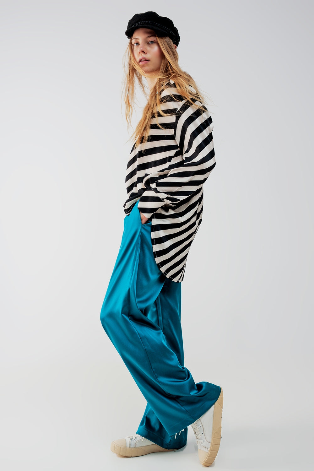 Chemise oversize boutonnée à rayures