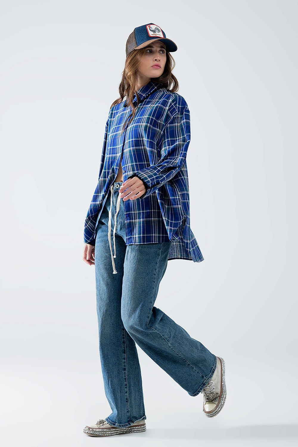 Chemise oversize de bûcheron en bleu