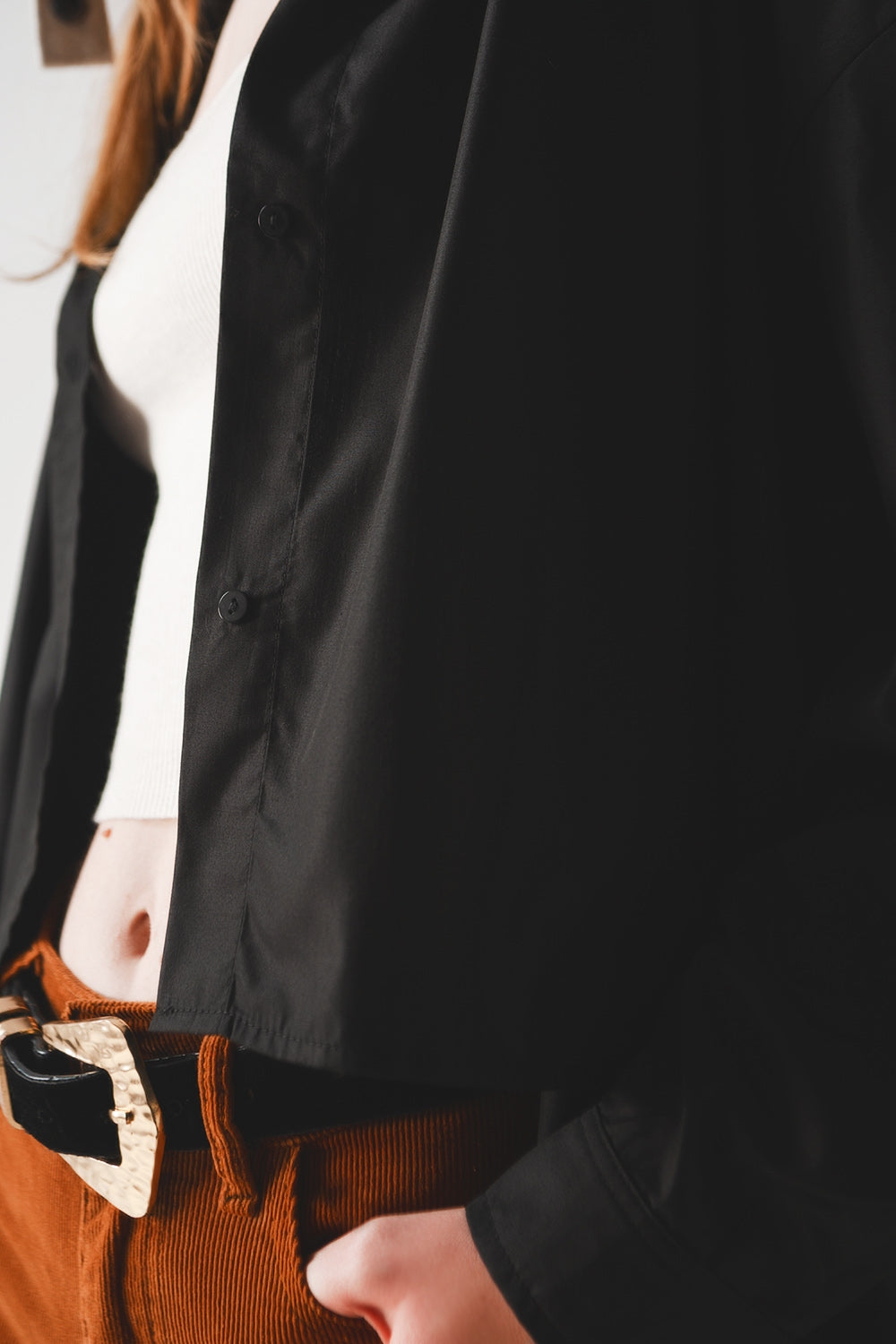 Chemise oversize en coton mélangé noire