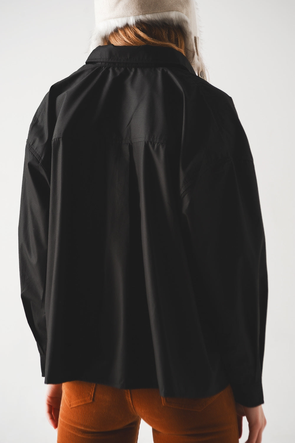 Chemise oversize en coton mélangé noire