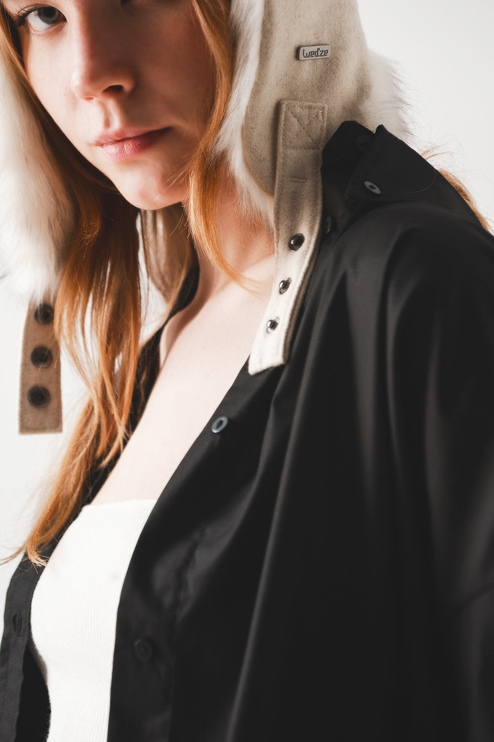 Chemise oversize en coton mélangé noire