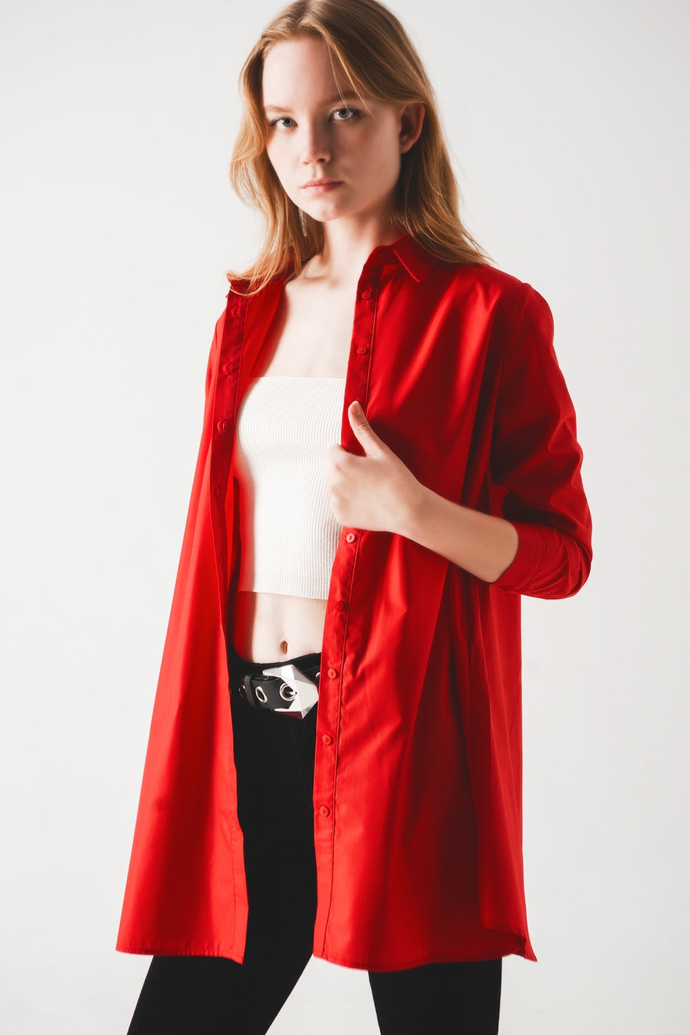 Chemise oversize en rouge vif