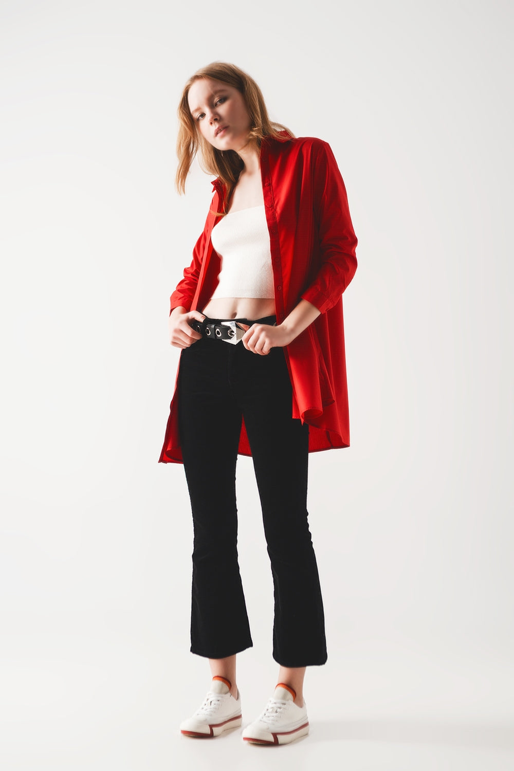 Chemise oversize en rouge vif