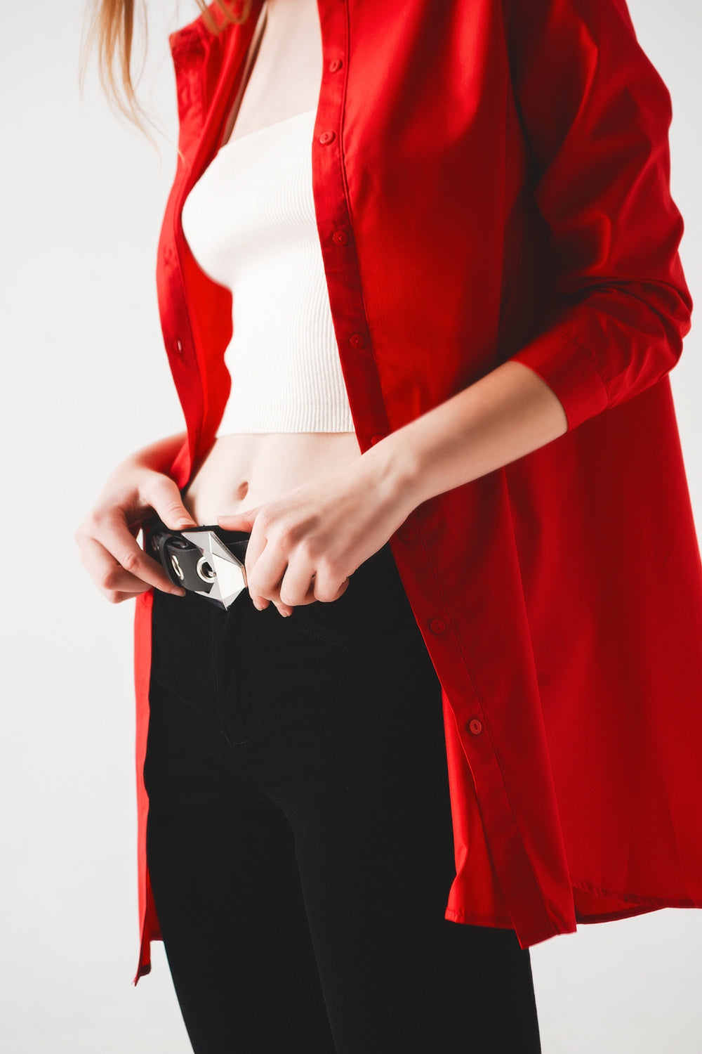 Chemise oversize en rouge vif