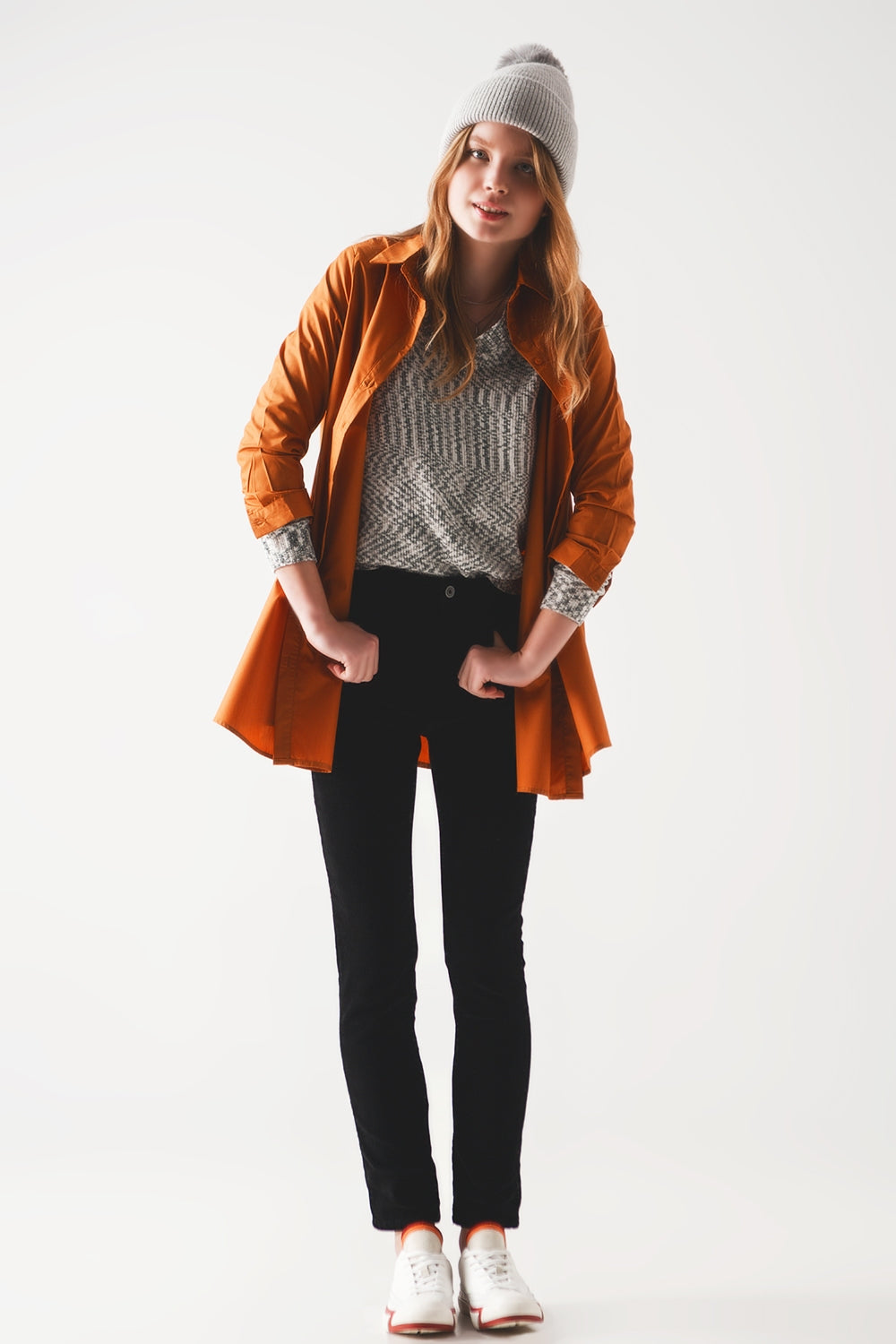 Chemise oversize en rouille poplin