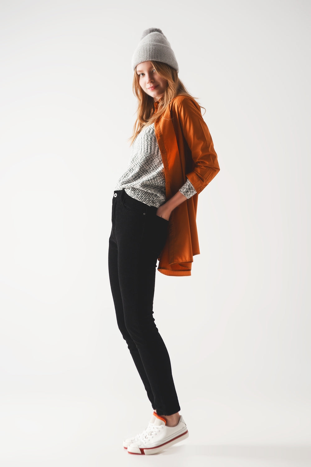 Chemise oversize en rouille poplin