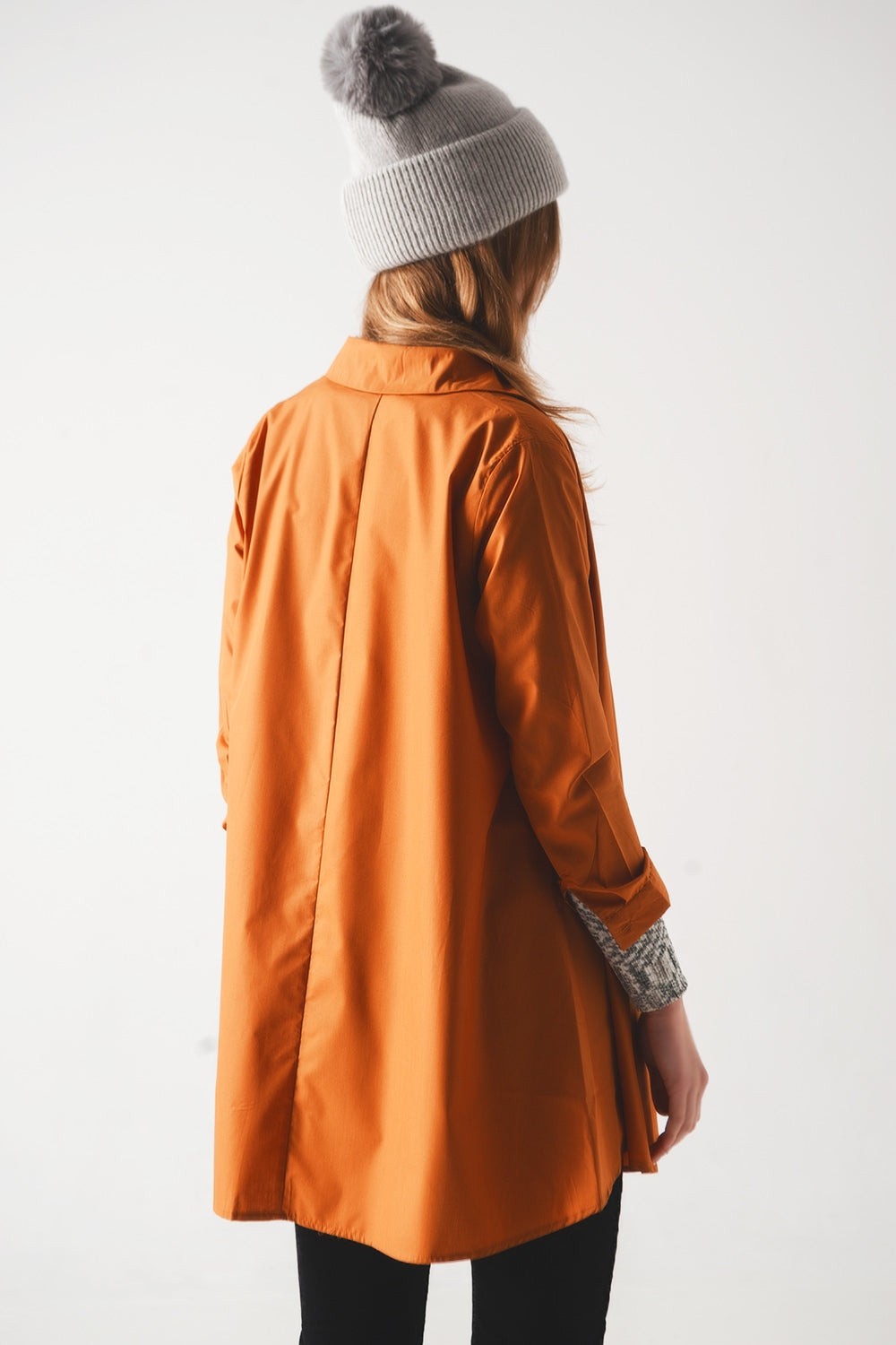 Chemise oversize en rouille poplin