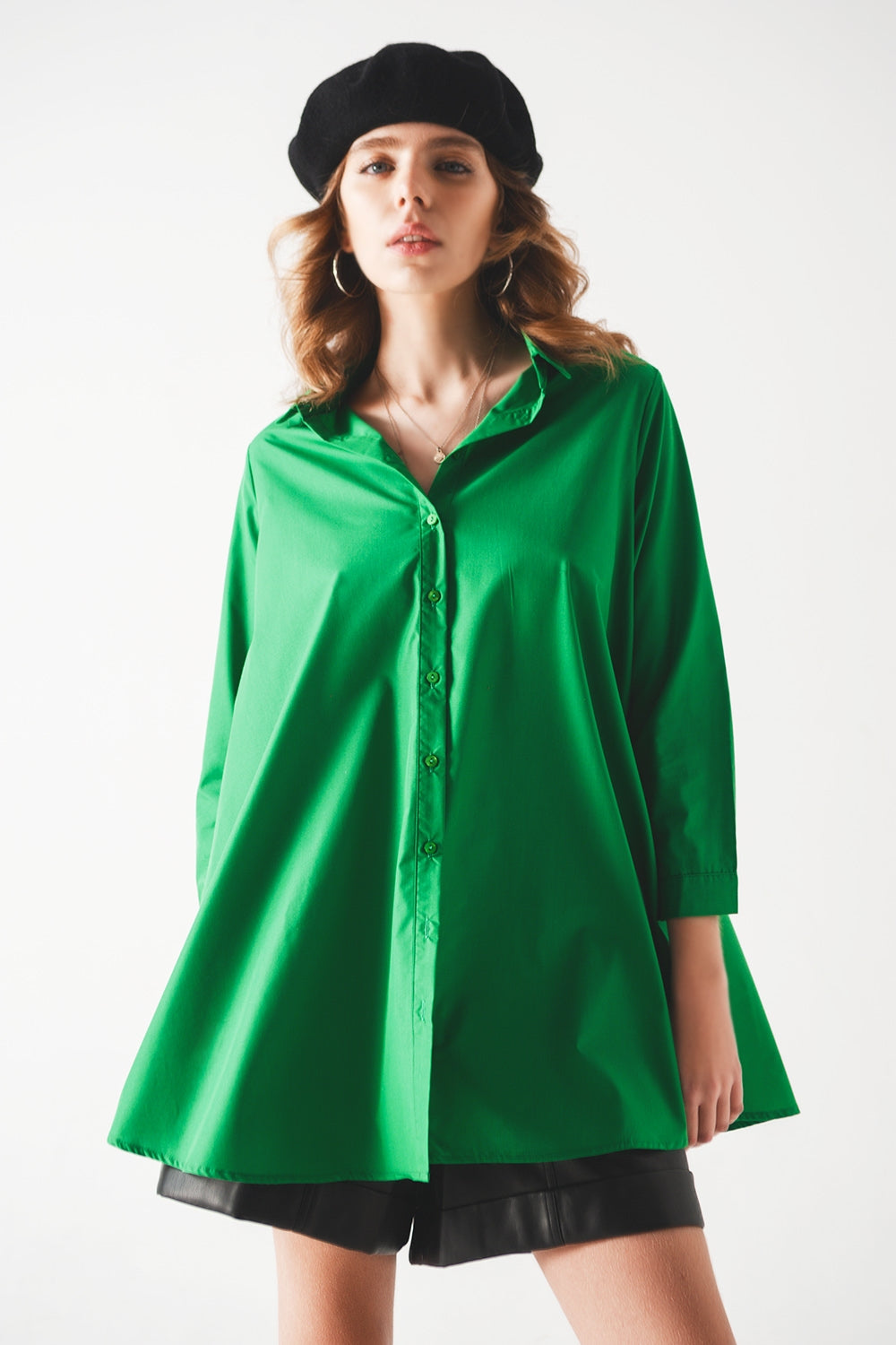 Chemise oversize en vert vif