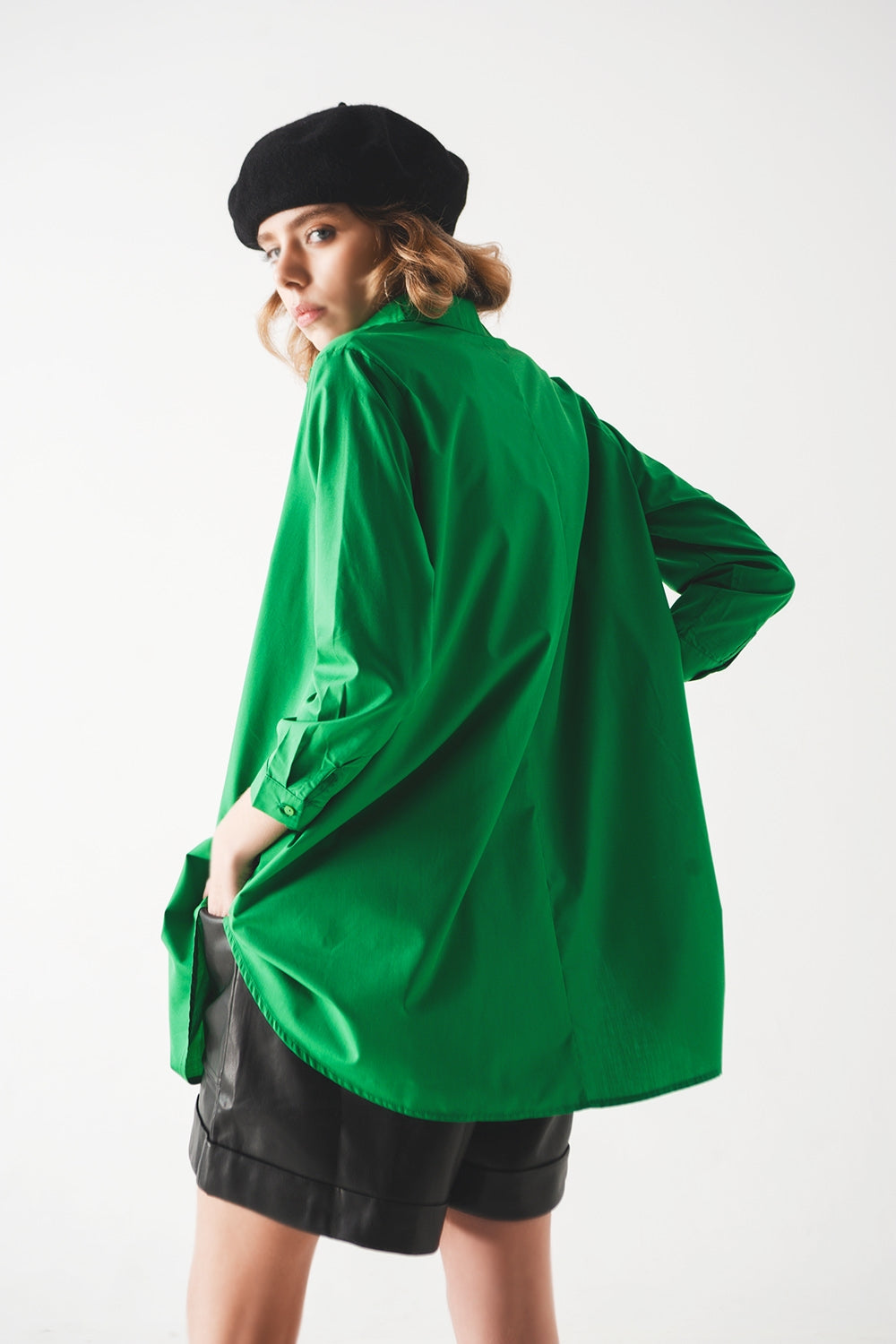 Chemise oversize en vert vif