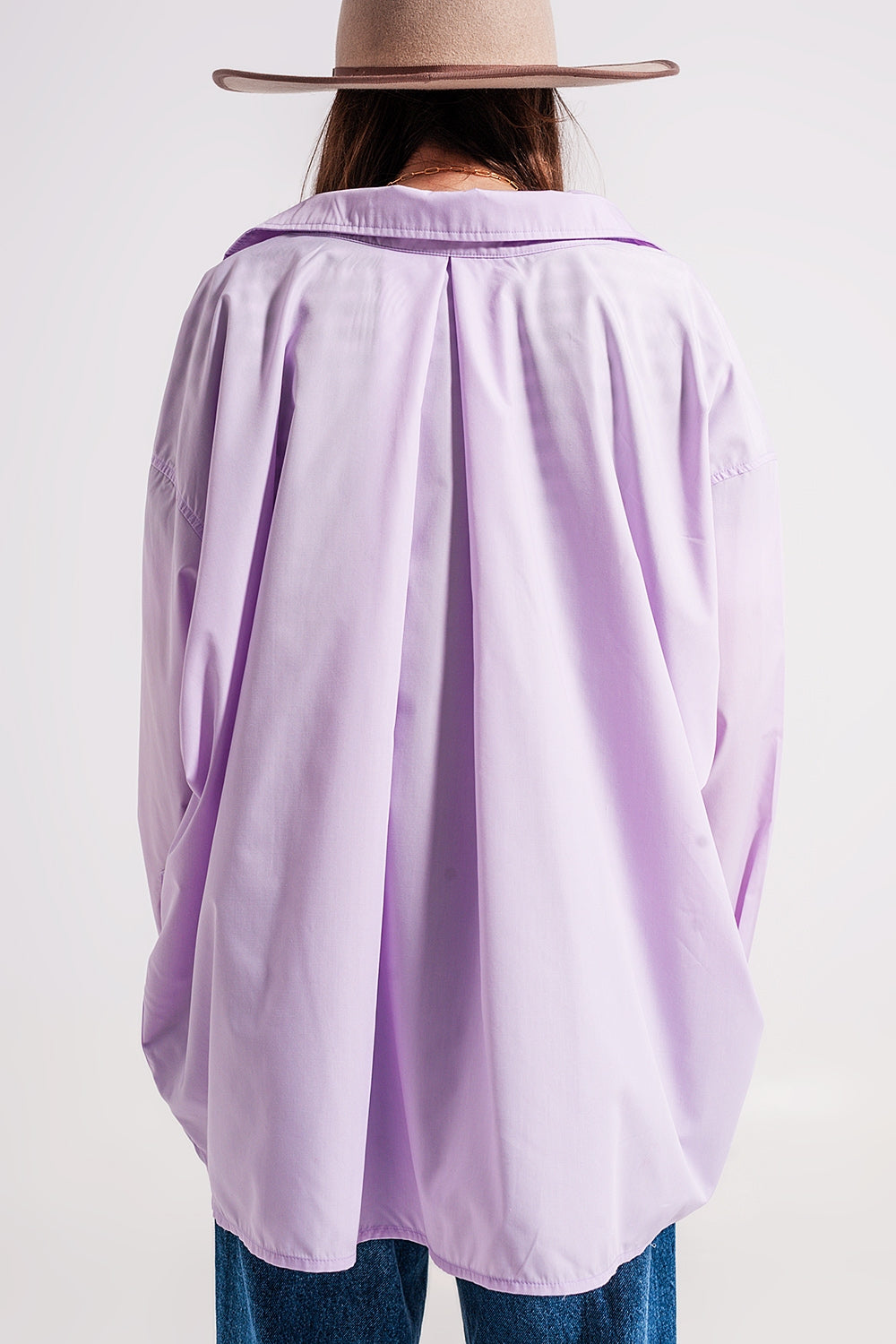 Chemise poplin oversize décontractée Lilas
