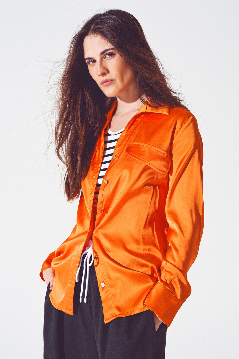 Chemise relaxed en rayon Orange vif