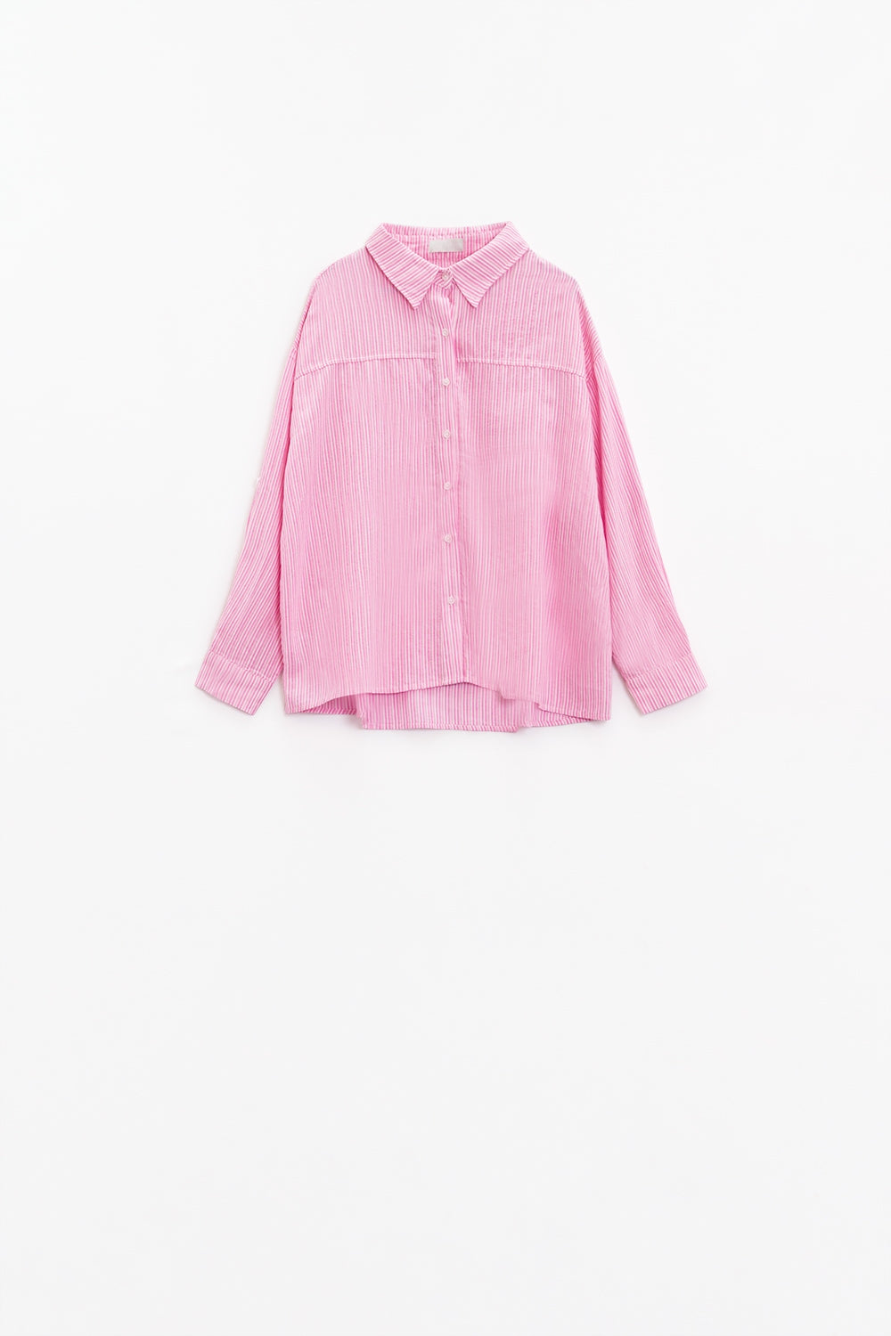 Chemise relaxée à fines rayures rose