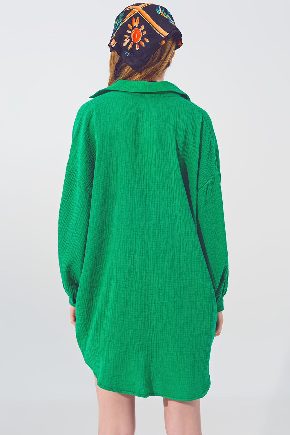 Chemise Texturée à Coupe Ample en Vert
