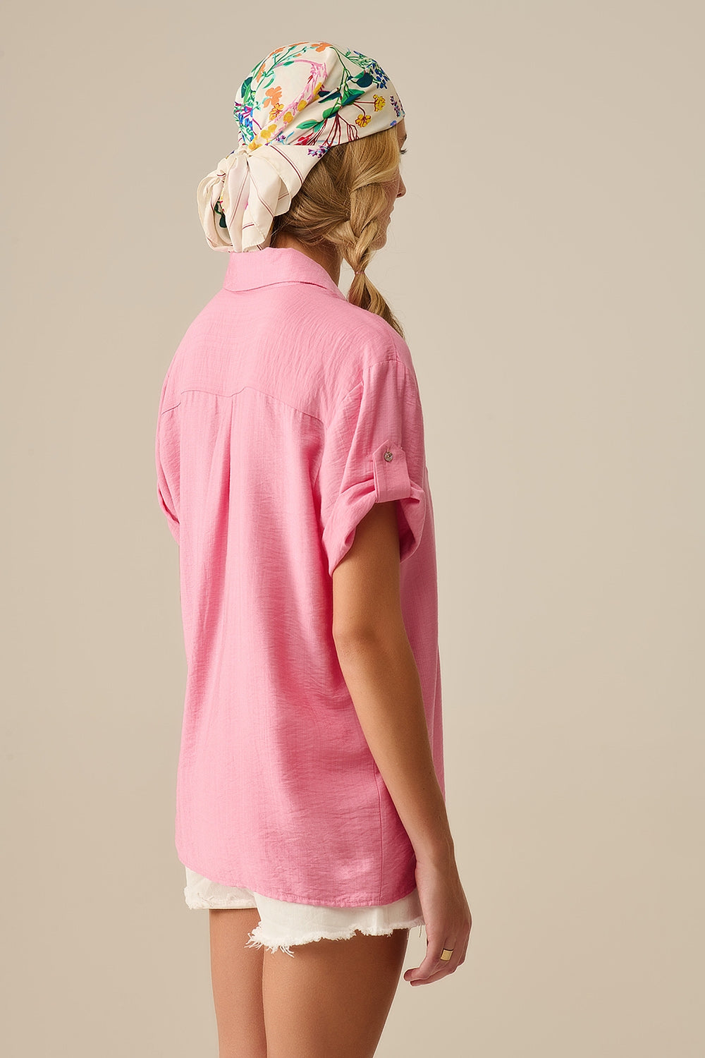 Chemisier à manches courtes en rose clair