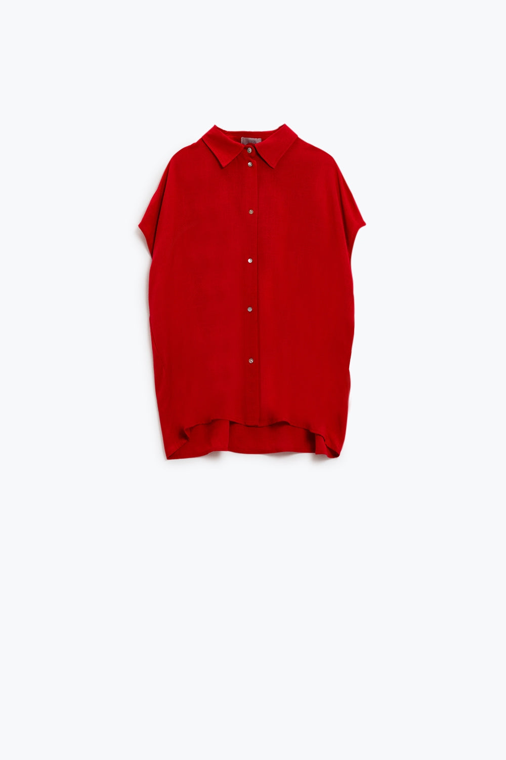 Chemisier boutonné rouge à col polo