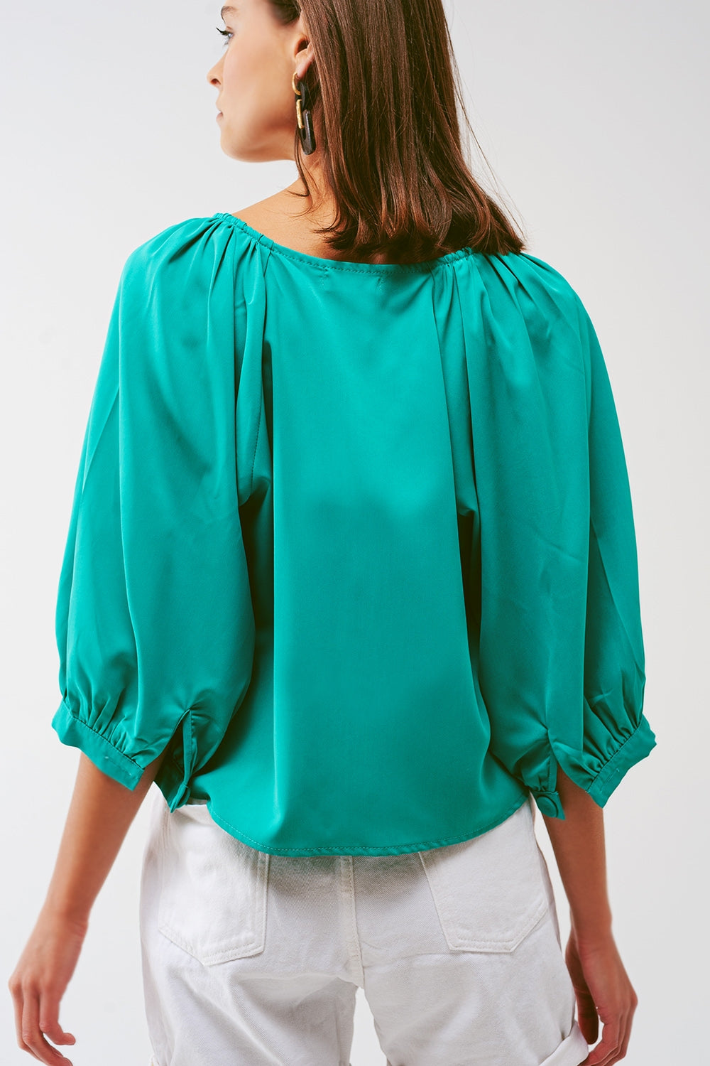 Chemisier court boutonné en vert
