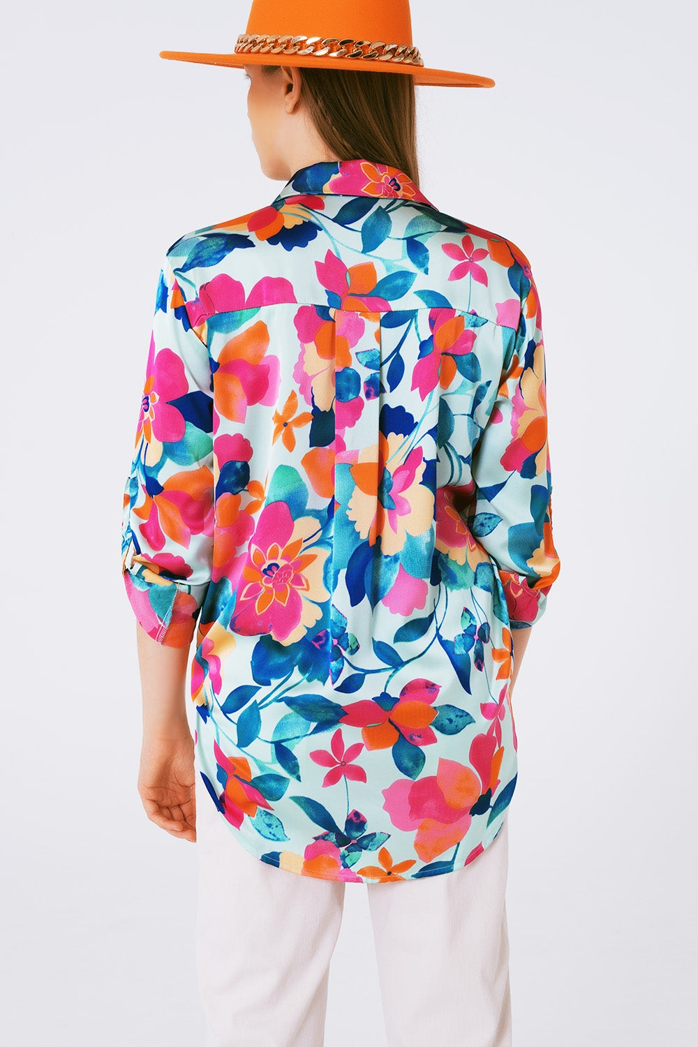 chemisier en satin doux à imprimé fleuri