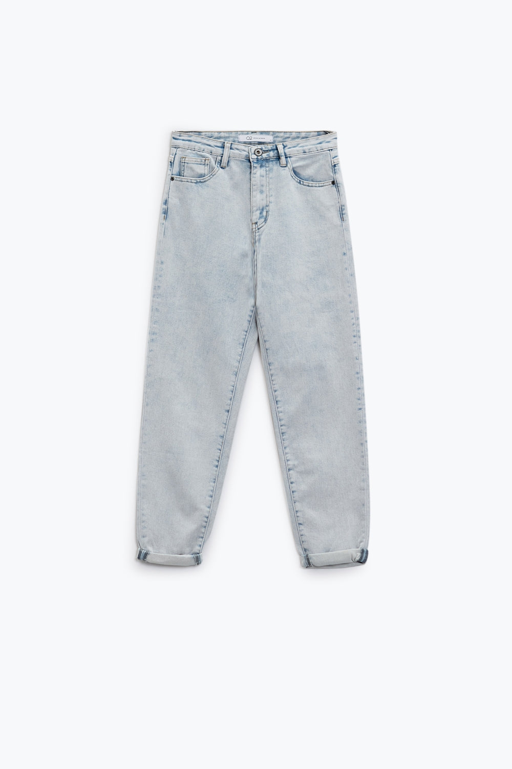Cinq poches effet mom jeans wash avec ourlet plié