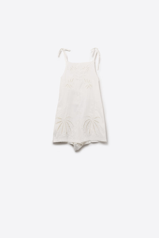 Q2 Combinaison en palmier brodé blanc