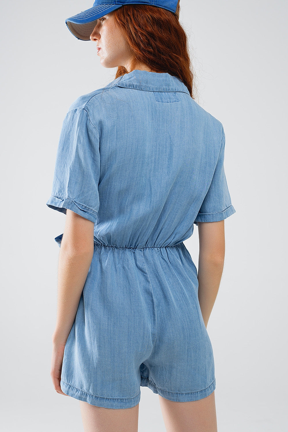 Combinaison Tencel cache-coeur en denim bleu