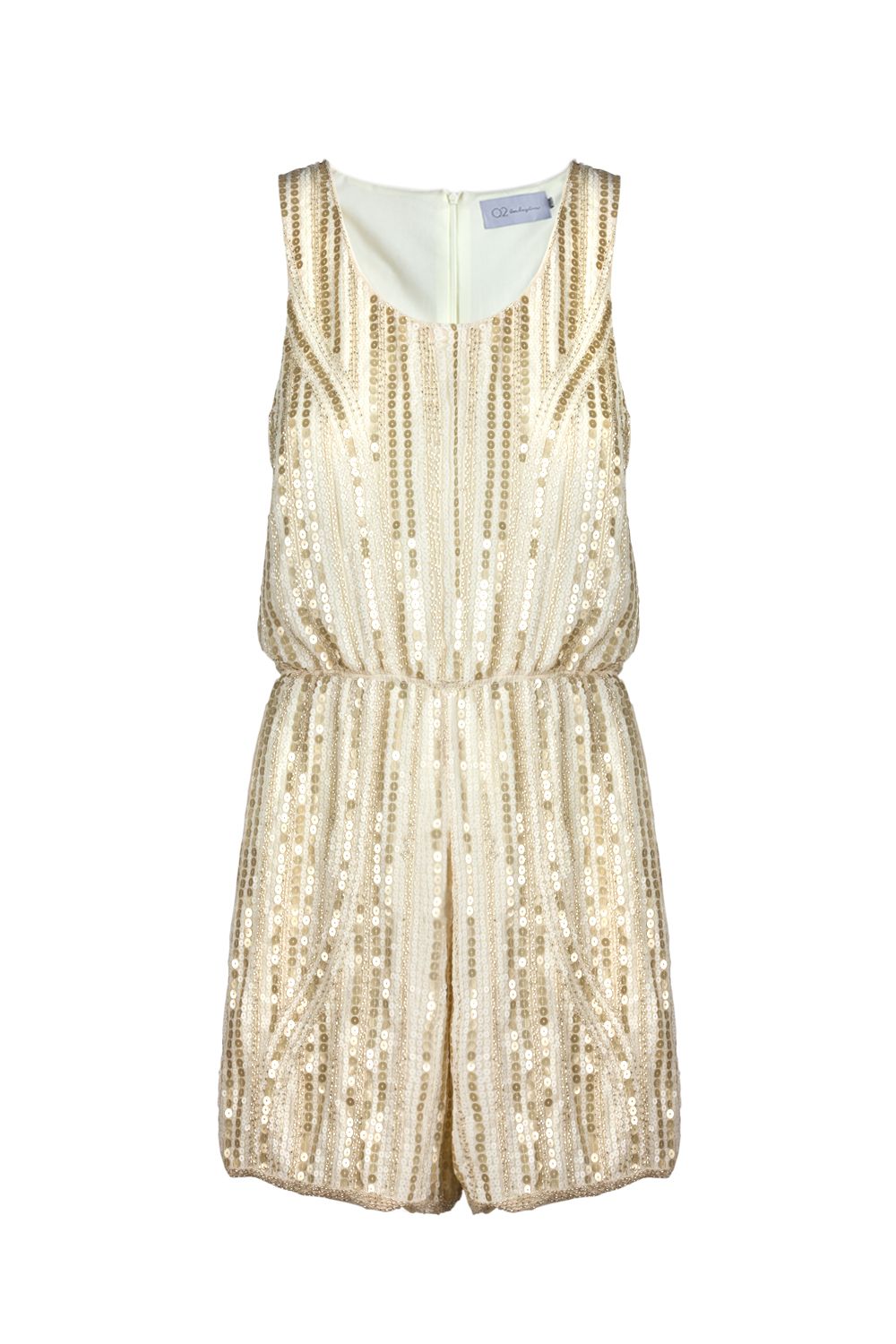 Combishort ornée de sequins beige