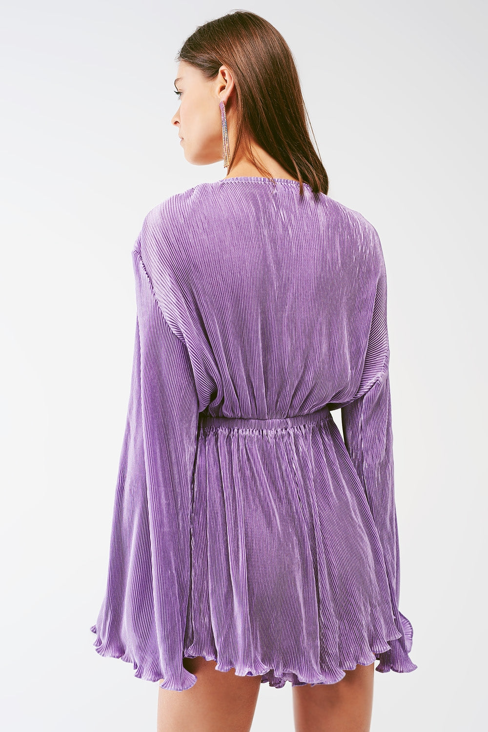 Combishort plissée avec détail de drapé en satin lila