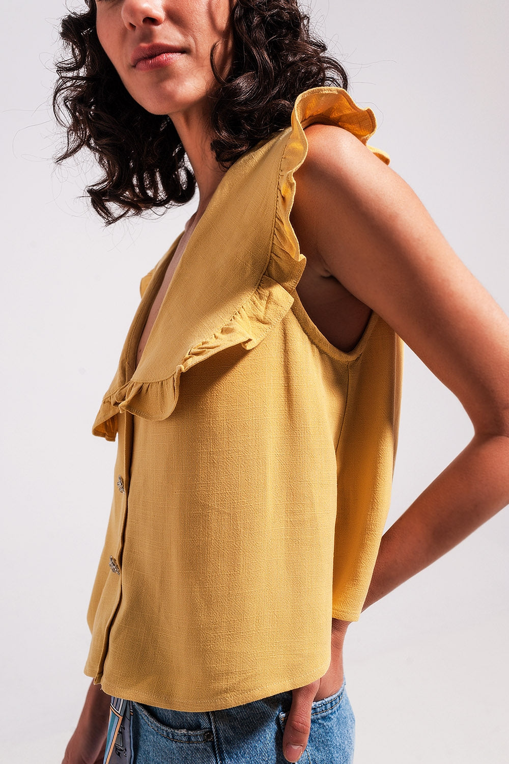 Crop top à col plastron