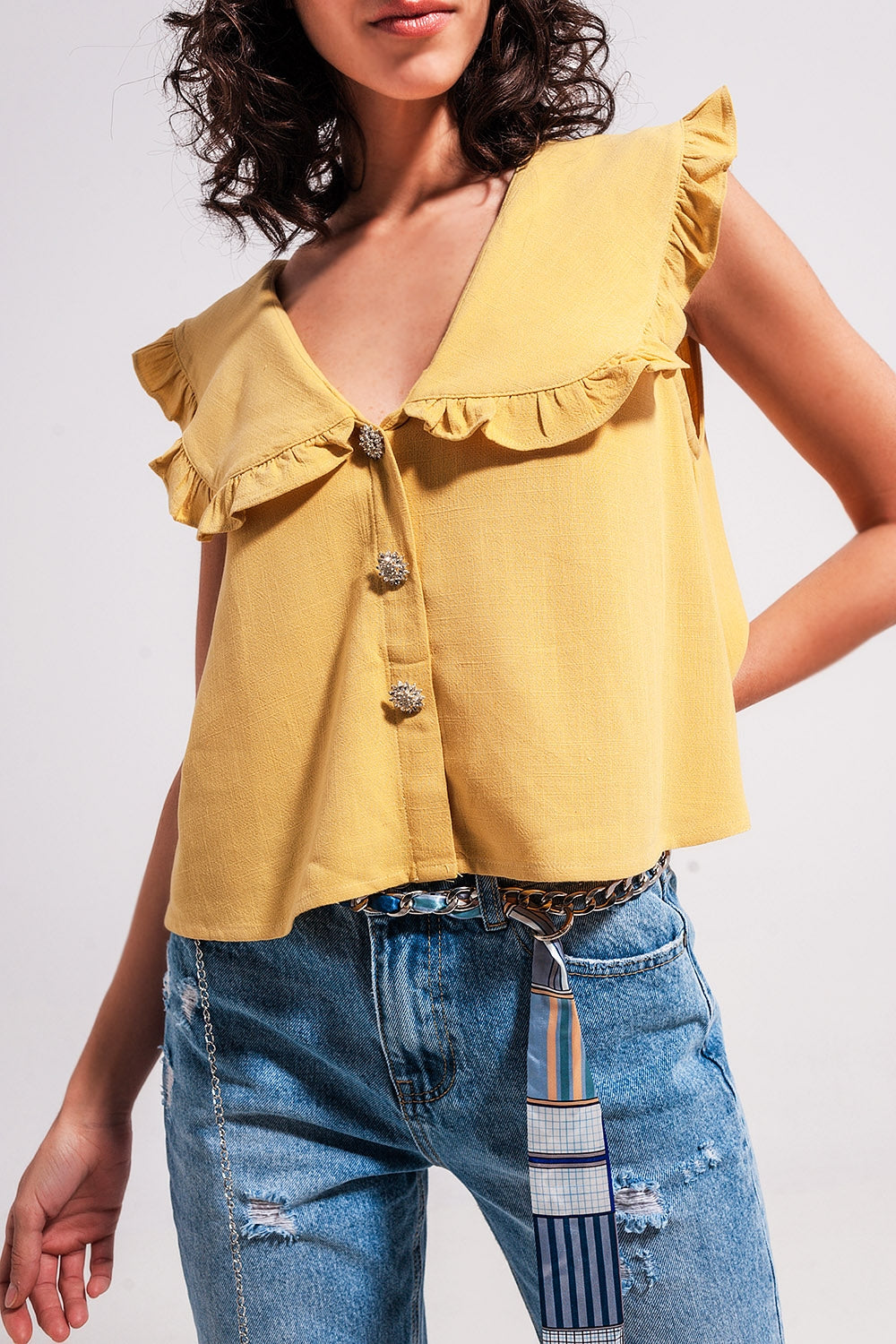 Crop top à col plastron