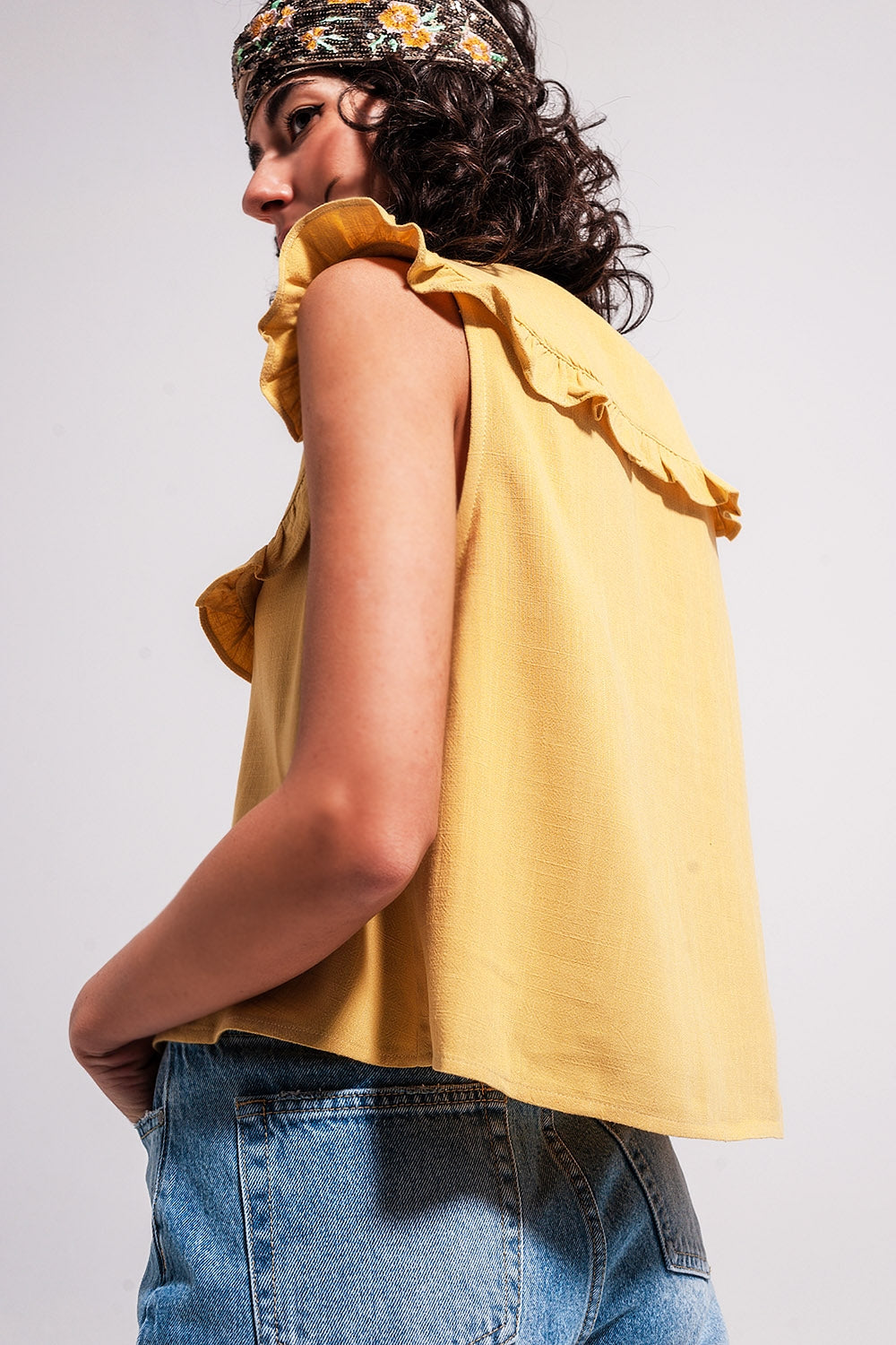 Crop top à col plastron
