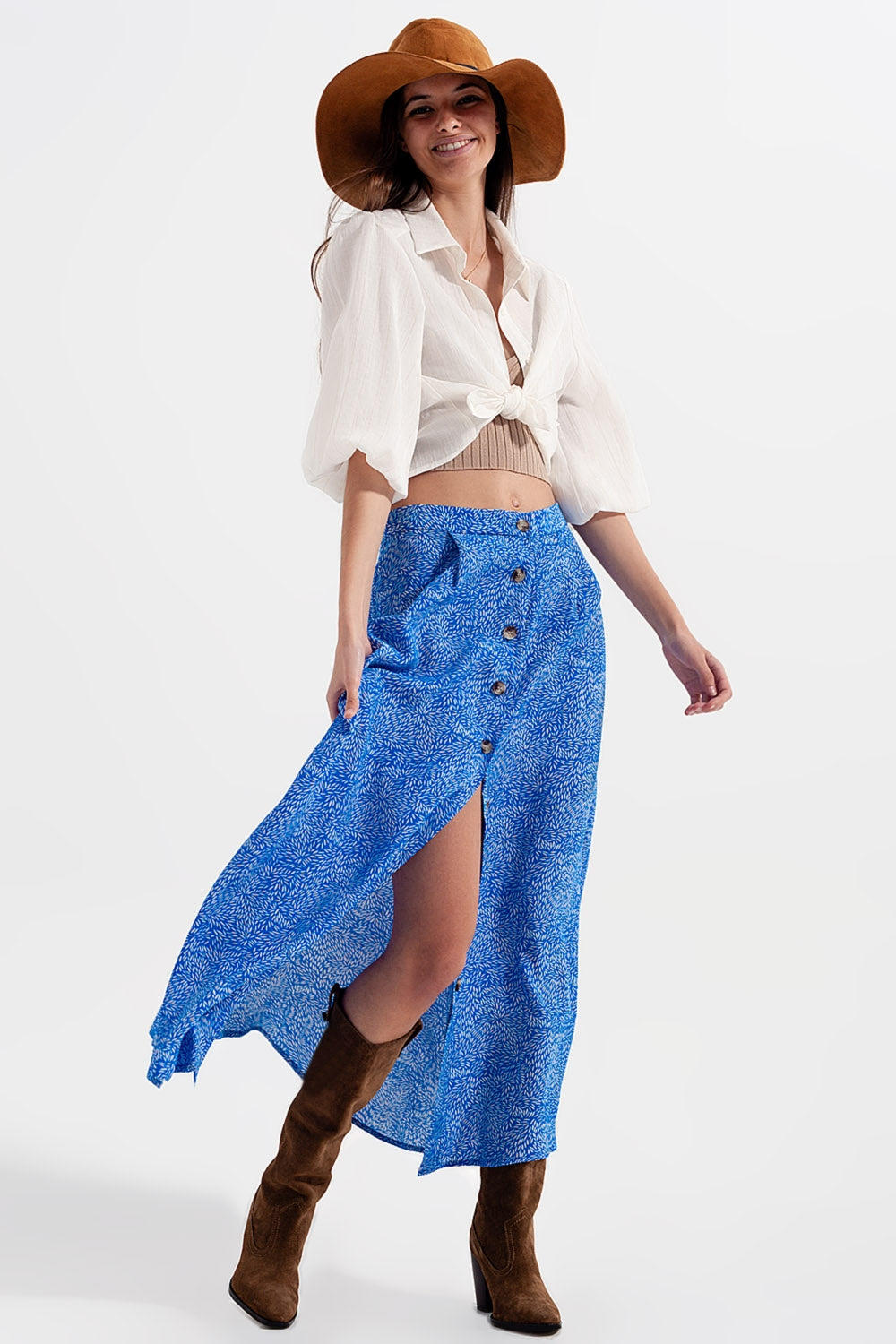 Crop top en maille beige